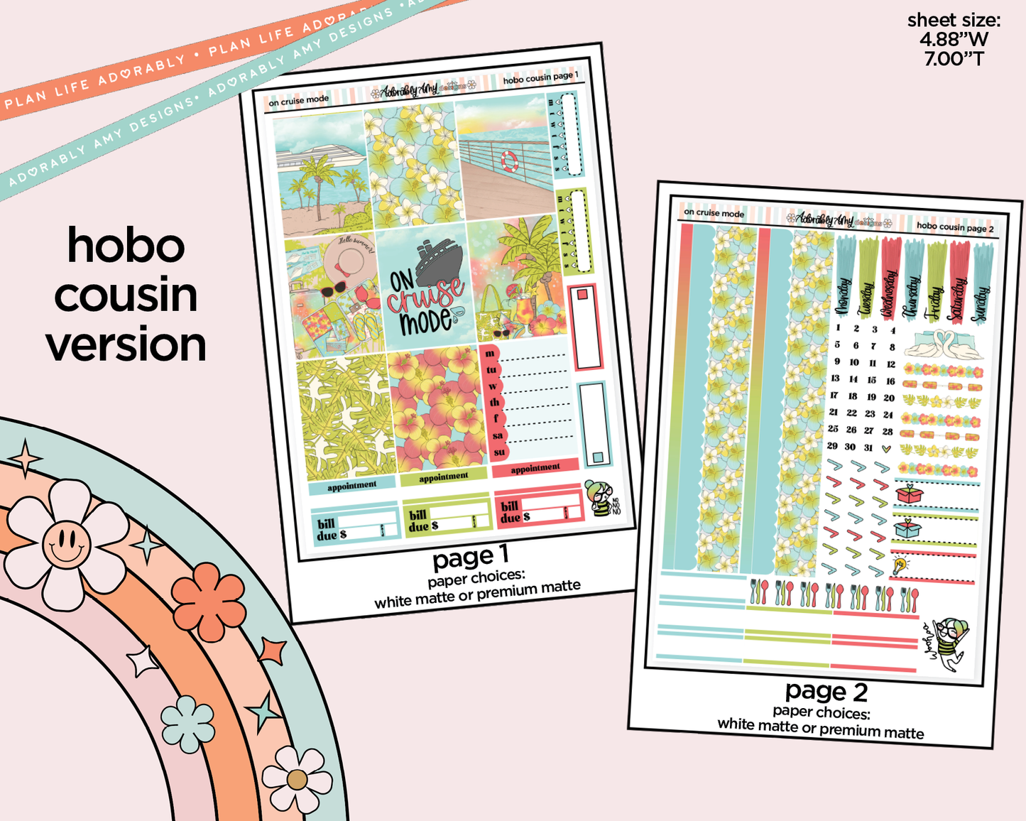 Hobonichi Cousin Weekly On Cruise Mode Planner Sticker Kit for Hobo Cousin or Similar Planners