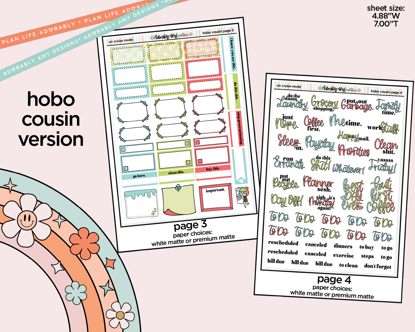 Hobonichi Cousin Weekly On Cruise Mode Planner Sticker Kit for Hobo Cousin or Similar Planners