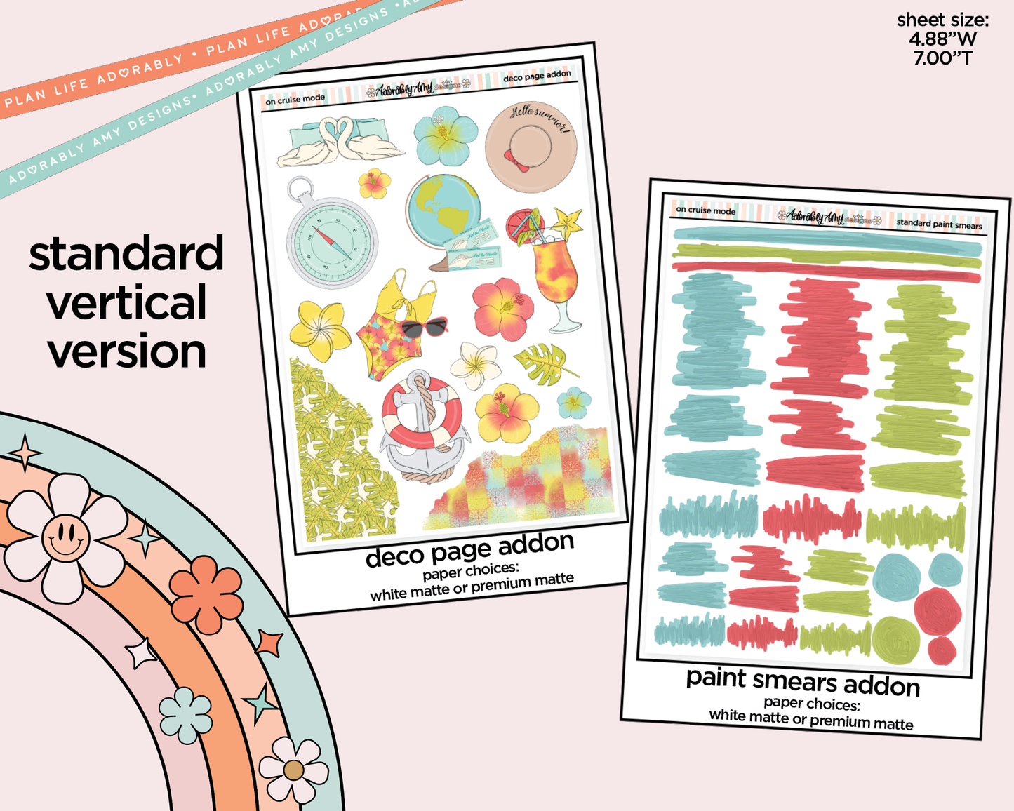 Vertical On Cruise Mode Weekly Sticker Kit for Vertical Standard Size Planners or Insert