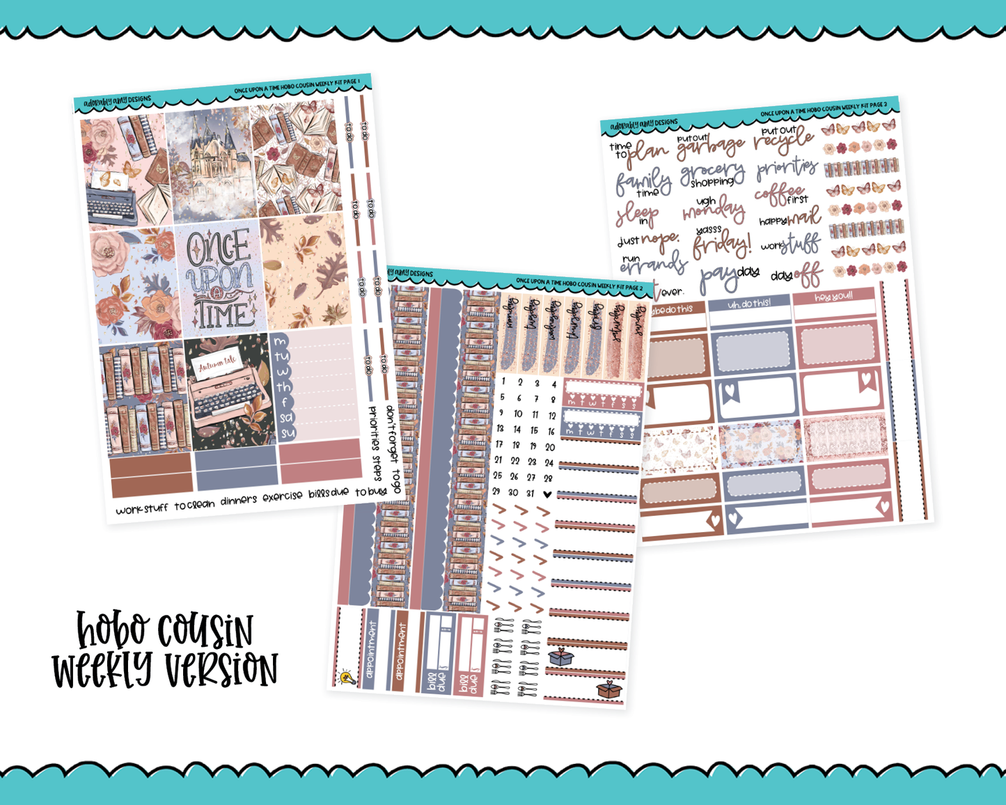 Hobonichi Cousin Weekly Once Upon a Time Fall Reading Fairytale Themed Planner Sticker Kit for Hobo Cousin or Similar Planners