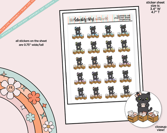 Toothless Cat Organizing - Spring Cleaning Decoration Character Planner Stickers - Adorably Amy Designs