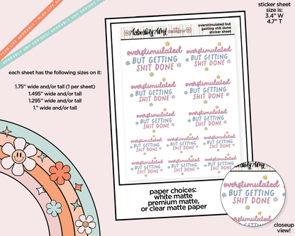 Overstimulated But Getting Shit Done Sampler Planner Stickers for any Planner or Insert