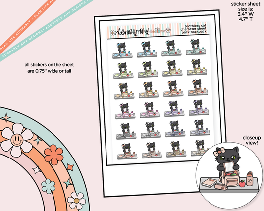 Toothless Cat Pack Backpack Decoration Character Planner Stickers - Adorably Amy Designs