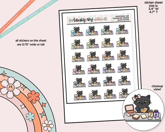 Toothless Cat Pack Lunchbox Decoration Character Planner Stickers - Adorably Amy Designs