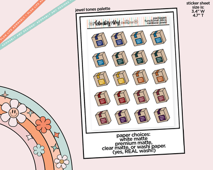 Rainbow Shipping Packages Doodled Icon Stickers