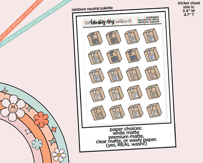 Rainbow Shipping Packages Doodled Icon Stickers