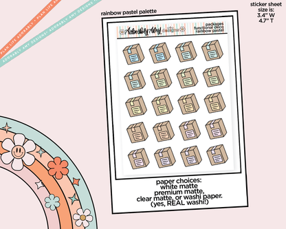Rainbow Shipping Packages Doodled Icon Stickers