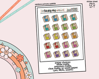 Rainbow Shipping Packages Doodled Icon Stickers