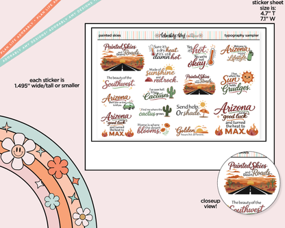 Painted Skies Deco Typography Sampler Planner Stickers