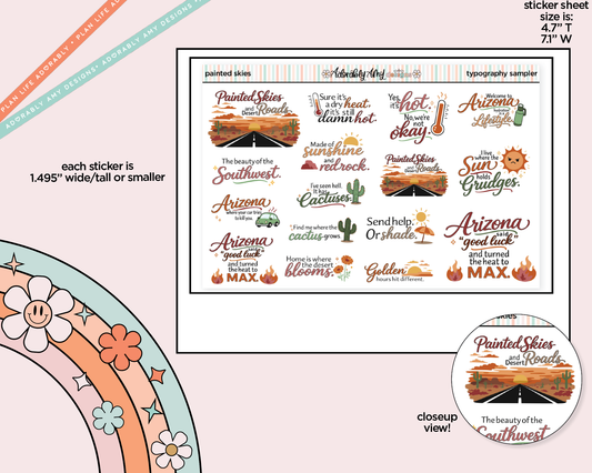 Painted Skies Deco Typography Sampler Planner Stickers