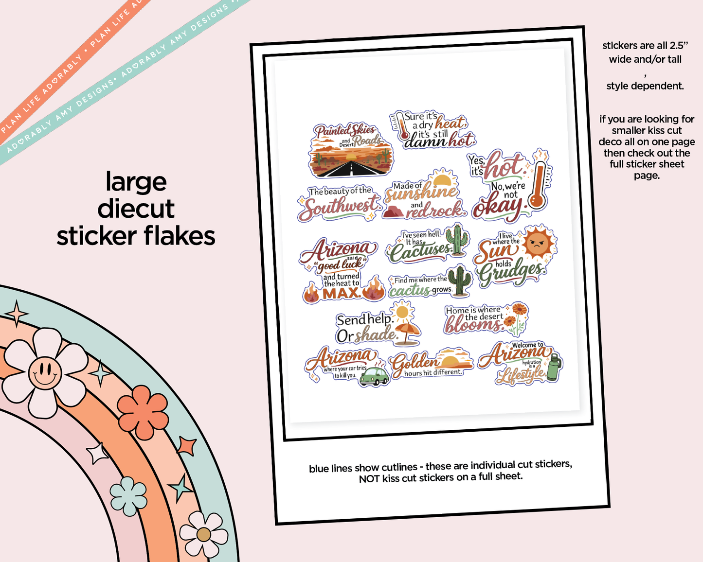 Painted Skies Deco Typography Sampler Planner Stickers