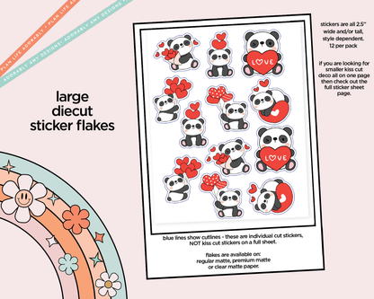 Pandas in Love Kawaii Decorative Planner Stickers for any Planner or Insert