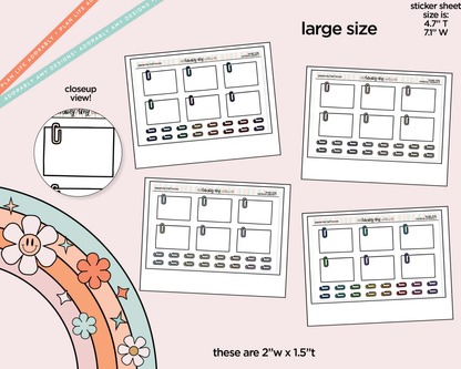 Rainbow Doodled Paperclip Half Boxes Large/Jumbo Size Planner Stickers