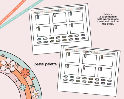 Rainbow Doodled Paperclip Half Boxes Large/Jumbo Size Planner Stickers