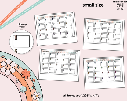 Rainbow Doodled Paperclip Half Boxes Small Size Planner Stickers