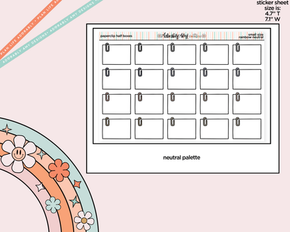 Rainbow Doodled Paperclip Half Boxes Small Size Planner Stickers