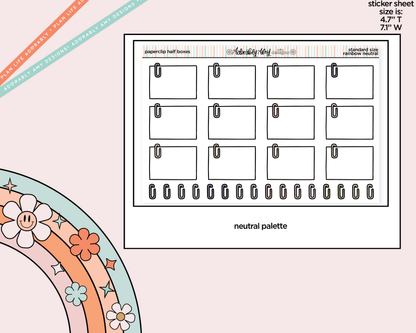 Rainbow Doodled Paperclip Half Boxes Standard Size Planner Stickers