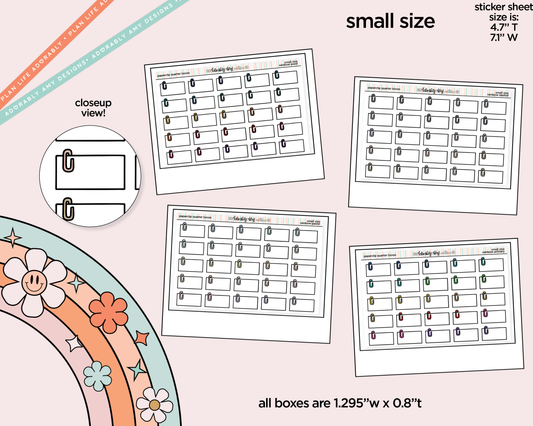 Rainbow Doodled Paperclip Quarter Boxes Small Size Planner Stickers - Adorably Amy Designs