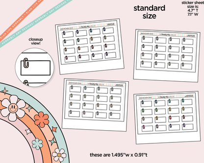 Rainbow Doodled Paperclip Quarter Boxes Standard Size Planner Stickers
