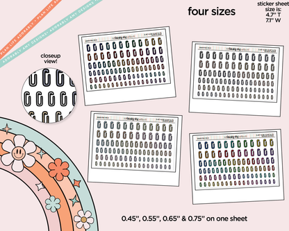 Rainbow Doodled Paperclip Deco Standard Size Stickers for any Planner or Insert
