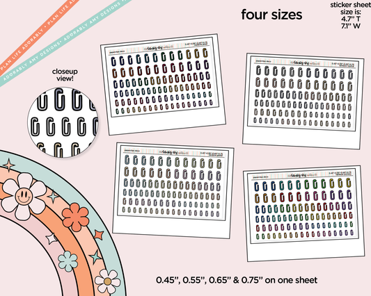 Rainbow Doodled Paperclip Deco Standard Size Stickers for any Planner or Insert - Adorably Amy Designs