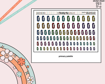 Rainbow Doodled Paperclip Deco Standard Size Stickers for any Planner or Insert