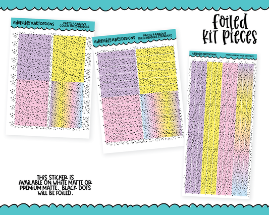 Foiled Pastel Rainbows Headers or Long Strips Planner Stickers for any Planner or Insert