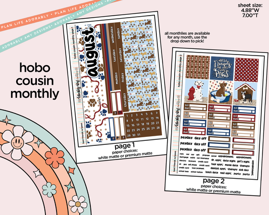 Hobonichi Cousin Monthly Pick Your Month Best Friends are Ones with Paws Planner Sticker Kit for Hobo Cousin or Similar Planners