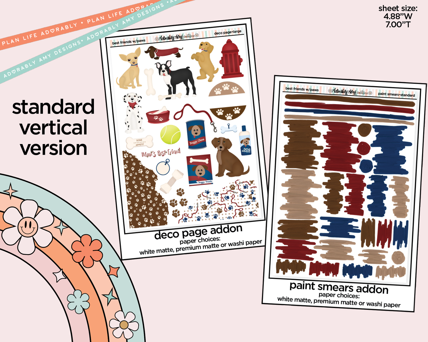 Vertical Best Friends are Ones with Paws Weekly Sticker Kit for Vertical Standard Size Planners or Insert