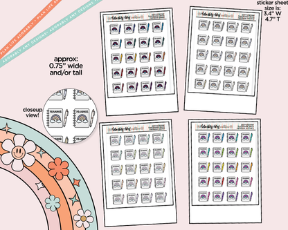 Rainbow Planner & Pen Doodled Icon Stickers