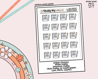 Rainbow Planner & Pen Doodled Icon Stickers