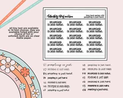 Foiled Tiny Text Series - Peopling is Just Hard Checklist Size Planner Sticker Sheet - Adorably Amy Designs