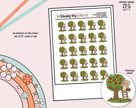 Bailee Bear Apple Picking Decoration Character Planner Stickers