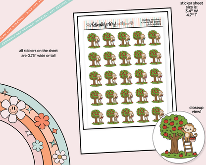 Monty the Monkey Apple Picking Decoration Character Planner Stickers