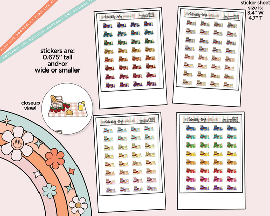 Rainbow Picnic - Have a Picnic Doodled Icon Stickers - Adorably Amy Designs