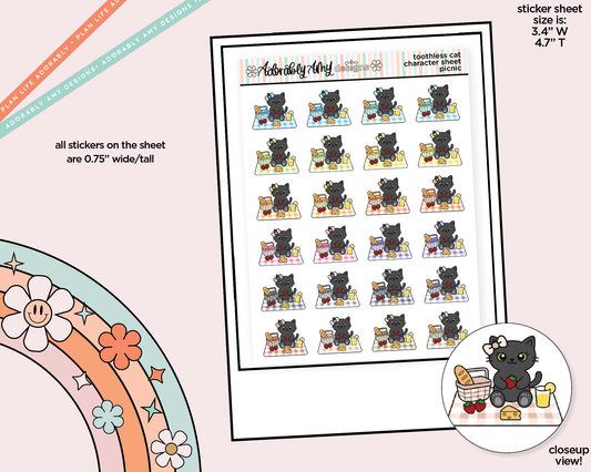 Toothless Cat Picnic - Go on a Picnic Decoration Character Planner Stickers - Adorably Amy Designs