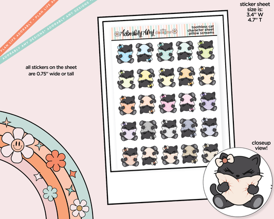 Toothless Cat Pillow Screams Decoration Character Planner Stickers - Adorably Amy Designs