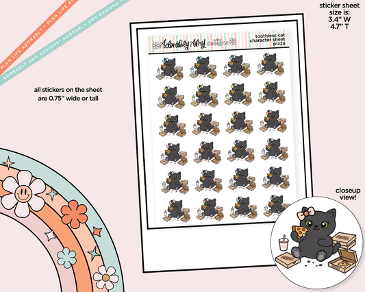 Toothless Cat Pizza Decoration Character Planner Stickers - Adorably Amy Designs
