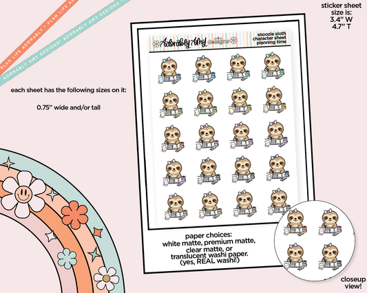 Snoozie Sloth Planning Time Decoration Character Planner Stickers