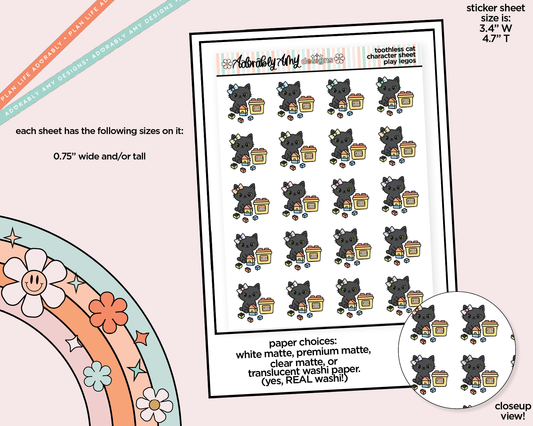 Toothless Cat Play Legos Decoration Character Planner Stickers