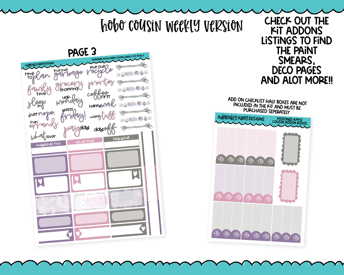 Hobonichi Cousin Weekly Poisoned Apple Evil Queen Themed Planner Sticker Kit for Hobo Cousin or Similar Planners