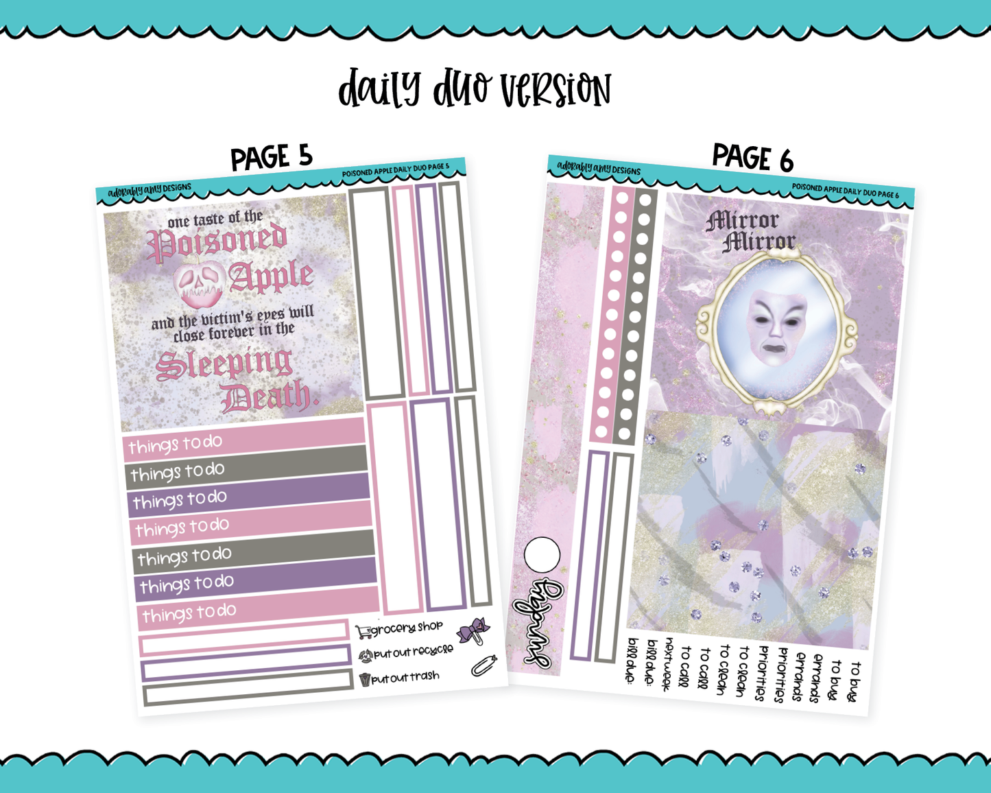 Daily Duo Poisoned Apple Evil Queen Themed Weekly Planner Sticker Kit for Daily Duo Planner