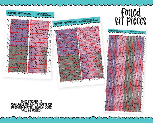 Foiled Poisoned Apple Evil Queen Themed Headers or Long Strips Planner Stickers for any Planner or Insert