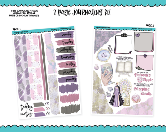 Journaling Kit Poisoned Apple Evil Queen Themed Planner Sticker Kit in White OR Black for Blackout Planners