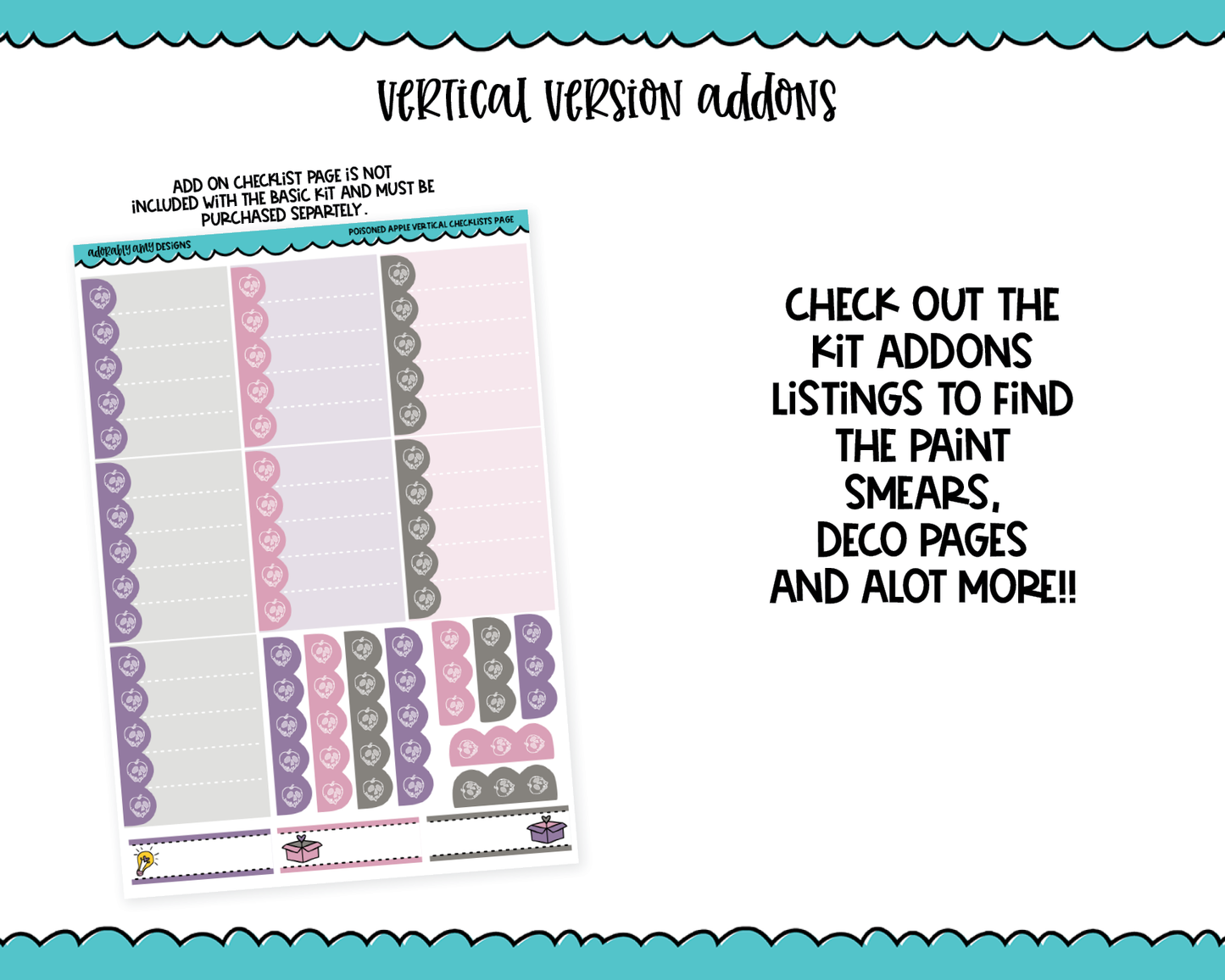 Vertical Poisoned Apple Evil Queen Themed Planner Sticker Kit for Vertical Standard Size Planners or Inserts