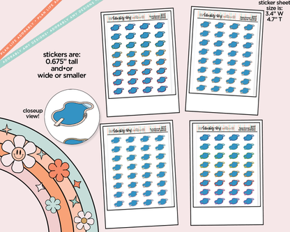 Rainbow Pool - Pool Day - Go Swimming Doodled Icon Stickers - Adorably Amy Designs