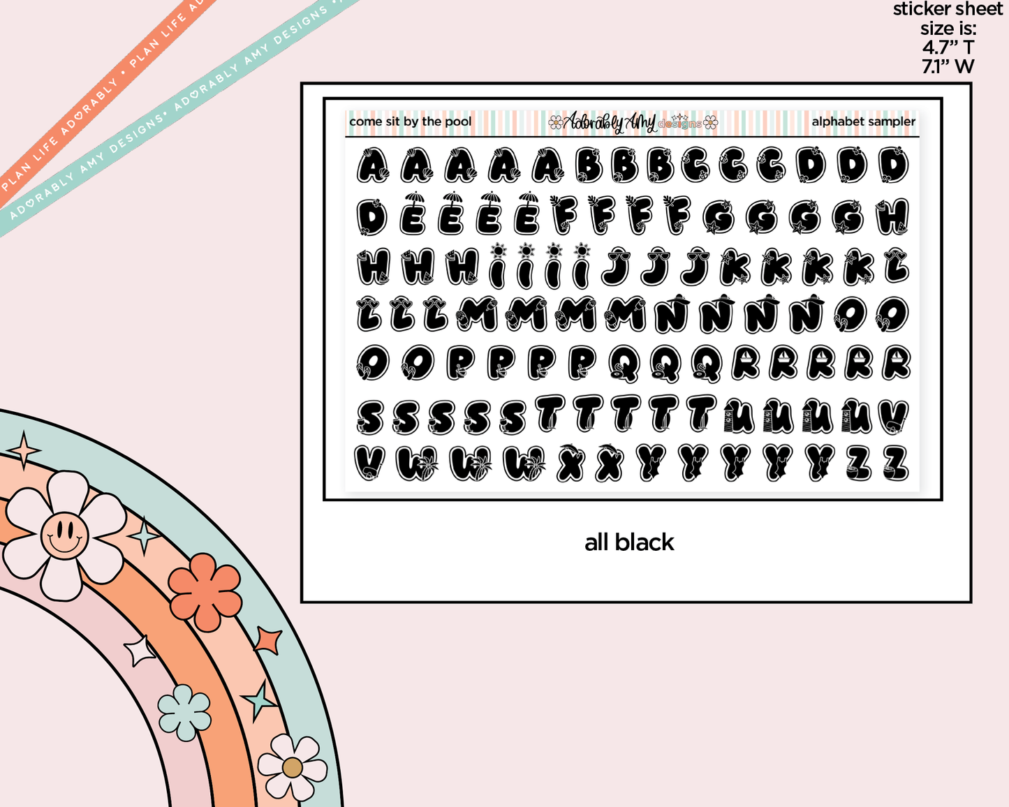 Come Sit by the Pool Alphabet Stickers Deco Typography Sampler Planner Stickers