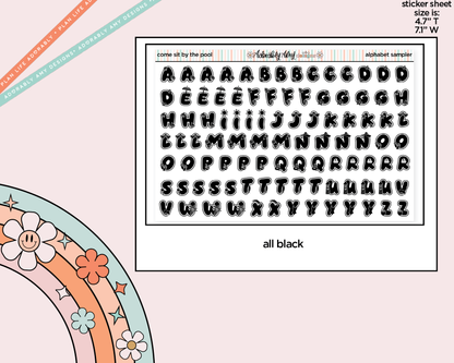 Come Sit by the Pool Alphabet Stickers Deco Typography Sampler Planner Stickers