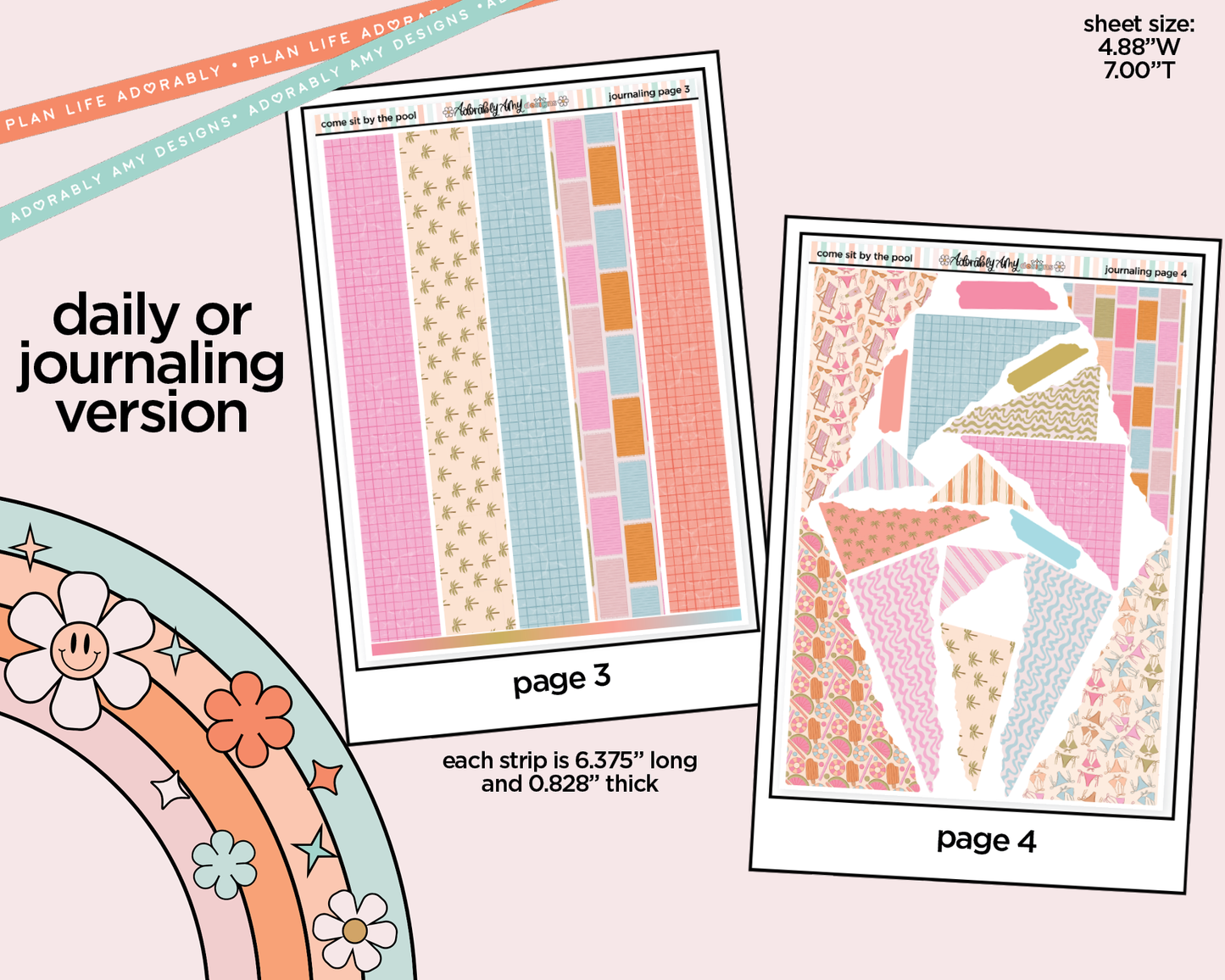 Journaling and Daily Planning Come Sit by the Pool Planner Sticker Kit