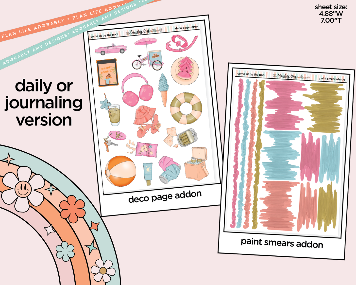 Journaling and Daily Planning Come Sit by the Pool Planner Sticker Kit